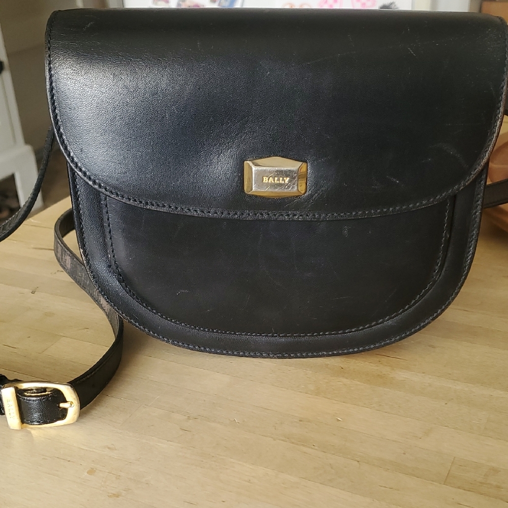 Vintage Bally Midnight Leather Crossbody Bag